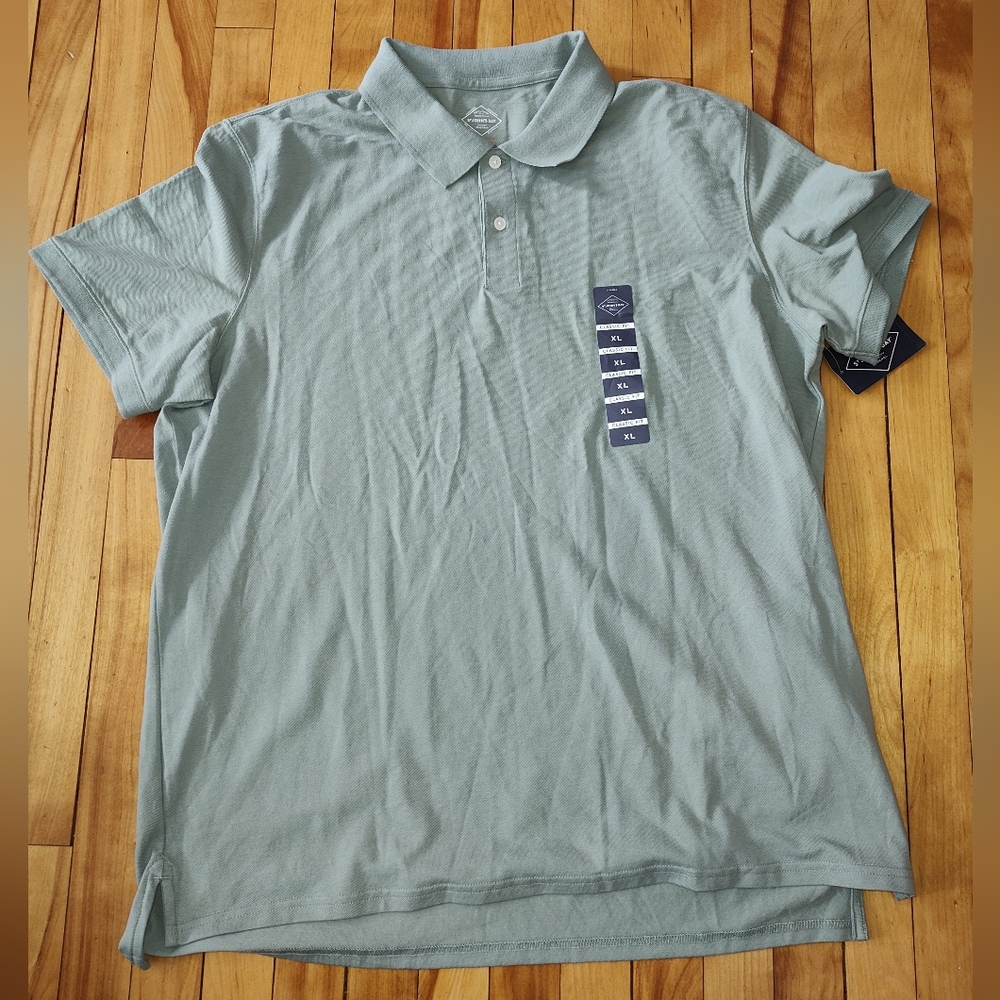 St. John's Bay Classic Fit SS Polo Style Shirt Oeko-Tech. Jadestone. Men XL. NWT